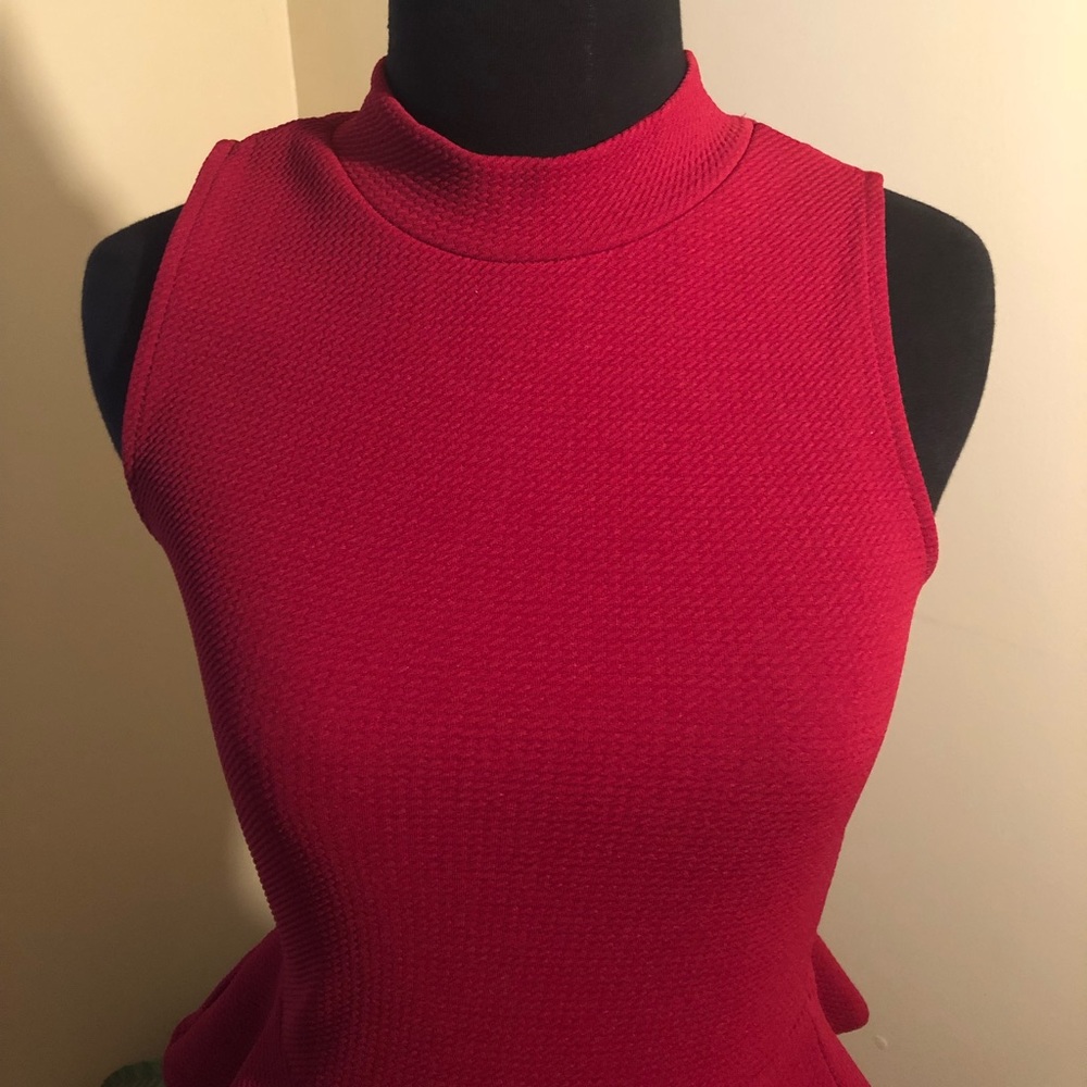 BURGUNDY PEPLUM DRESS - Picture 5 of 6